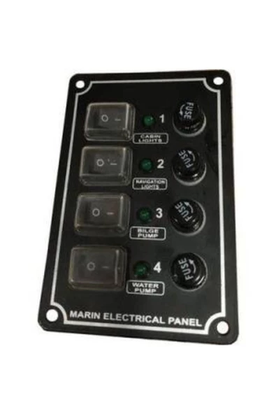 HT MARIN   Izoleli Elektrik Switch Panelleri (dikey) 4lü Siyah