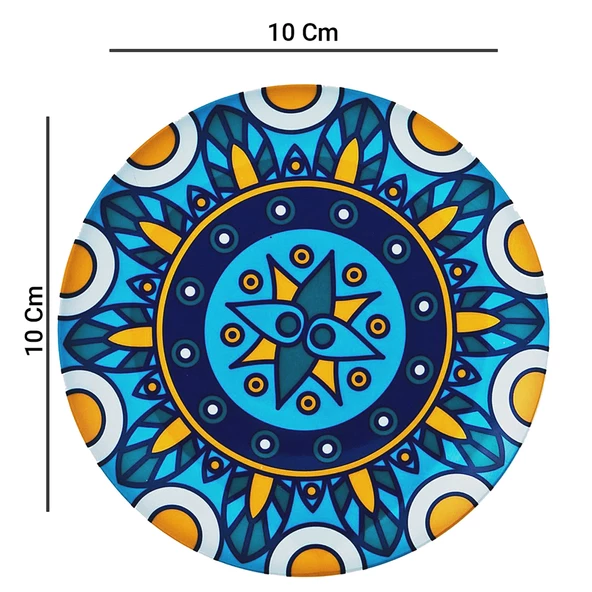 Valerine Life Kutsal Geometri Mandala Desenli Yıkanabilir Kaydırmaz Ofis Çay ve Fincan Bardak Altlığı 10x10cm 6 Adet - 2