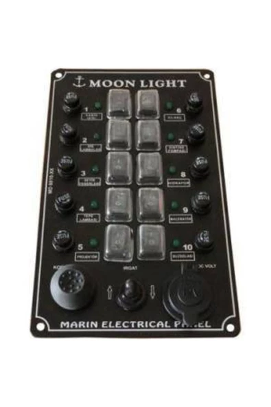 HT MARIN   Izoleli Elektrik Switch Panelleri (dikey) 10lu Çakmaklık Korna Buton Ve Irgat Anahtarı Moon Light