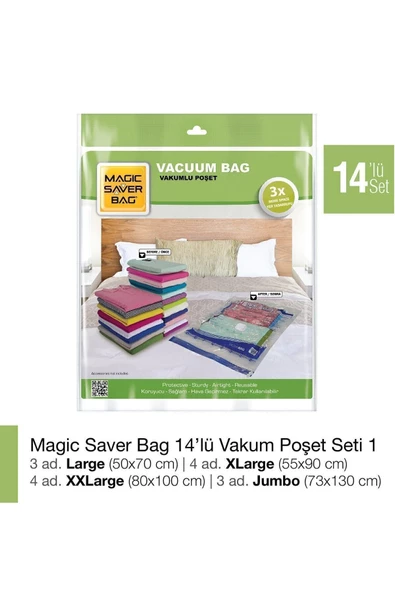 Magic Saver Bag 14lü  Vakumlu Poşet Set 1