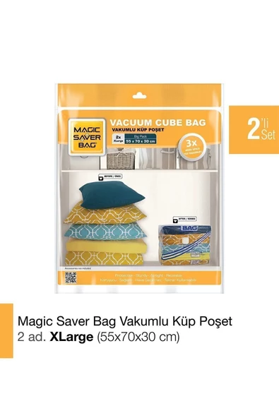 Magic Saver Bag 2’li Xlarge Küp Vakumlu Poşet