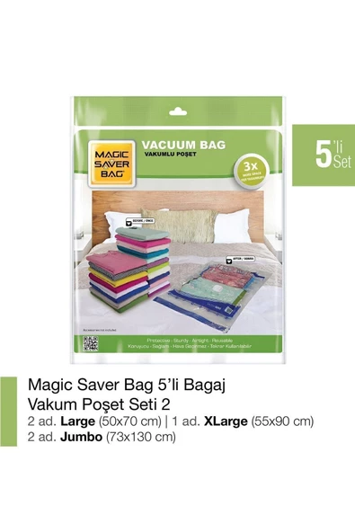 Magic Saver Bag 5’li Vakumlu Poşet Set-2