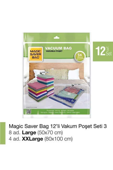 Magic Saver Bag 12’li  Vakumlu Poşet Set-3