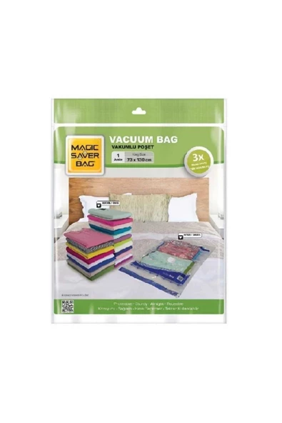 Magic Saver Bag Vakumlu Giyisi Yastık Yorgan Saklama Torbası Poşeti Hurç - Jumbo - 73x130 Cm 1 Paket