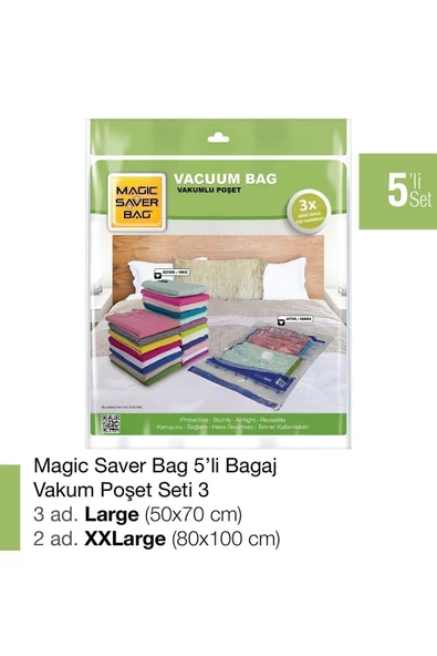 Magic Saver Bag 5li Bagaj Vakumlu Poşet Seti 3 - 1