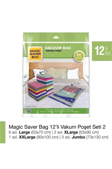 Magic Saver Bag 12li Vakumlu Poşet Seti 2