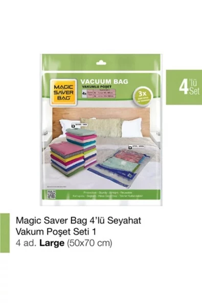 Magic Saver Bag 4lü Vakumlu Poşet Set 1