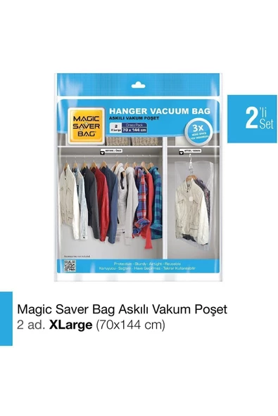 Magic Saver Bag 2’li Xlarge Askılı Vakumlu Poşet