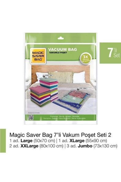 Magic Saver Bag 7'li Vakumlu Poşet Seti 2