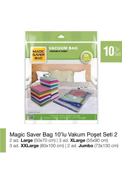 Magic Saver Bag 10lu Vakumlu Poşet Seti 2