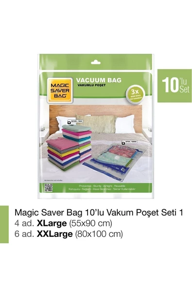 Magic Saver Bag 10 lu  Vakumlu Poşet Set 1