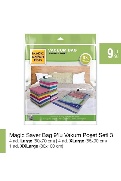 Magic Saver Bag 9 lu  Vakumlu Poşet Set 3