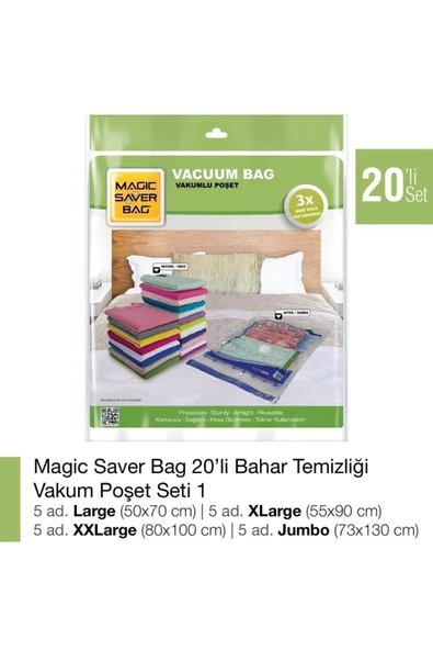 Magic Saver Bag 20 li Vakumlu Poşet Set 1