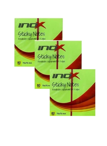 INOX 09674 75X75 YEŞİL ŞEFFAF YAP.NOT KAĞIDI (3'LÜ) - 2