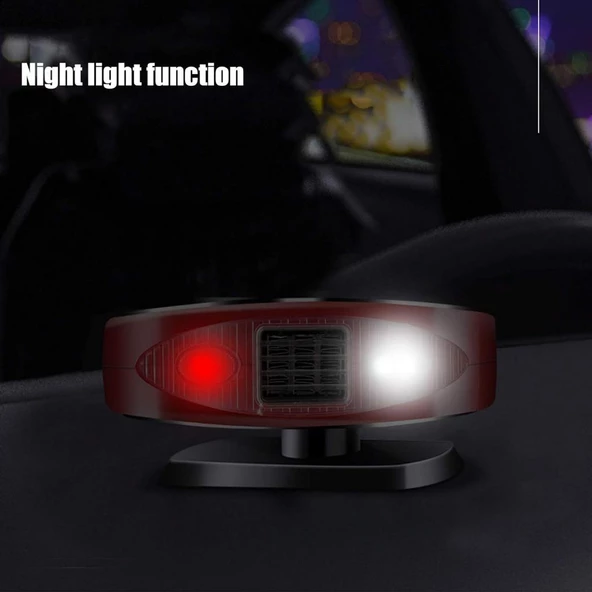 Araç içi Isıtıcı Fan Led Işıklı Cam Buğu Çözücü Oto Isıtıcı 12V - 6