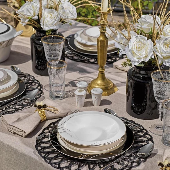 Schafer Tılsım Charm Yemek Takımı 60 Parça Siyah - 3