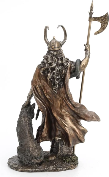 Bronz İskandinav Tanrısı Loki Kötülük ve Kurnazlık Tanrısı Heykel Biblo Ev Dekoru - 5