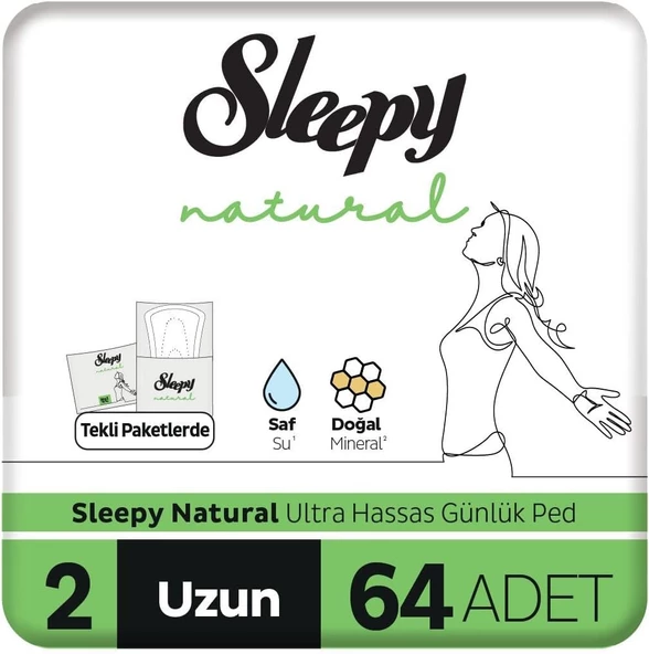 Sleepy Natural Ultra Hassas Günlük Ped Uzun 64 Adet Ped