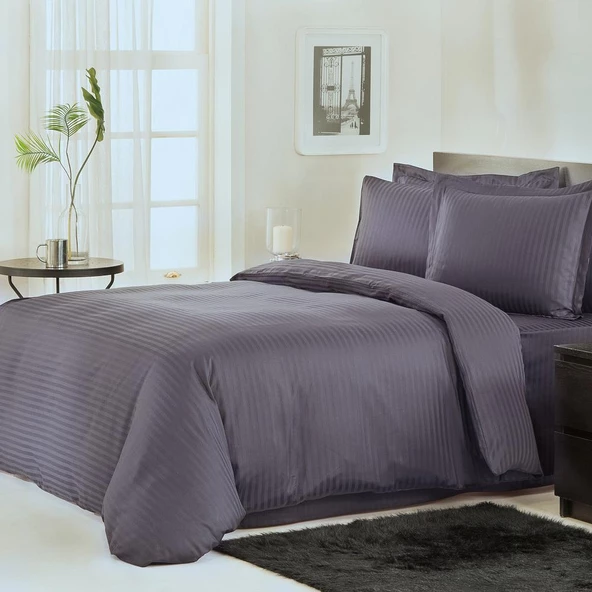 Özdilek Çift Kişilik Ranforce Saten Nevresim Takımı Line M. Gri ürün görseli 1