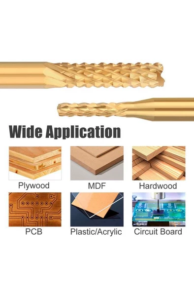 Titanyum Kaplı Tungsten Çelik CNC Freze PCB Kesici 1,1 - 2,0mm - Resim 6