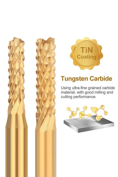 Titanyum Kaplı Tungsten Çelik CNC Freze PCB Kesici 0,5 - 3,175mm - 7