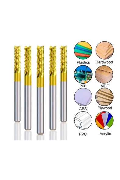Titanyum Kaplı Tungsten Çelik CNC Freze PCB Kesici 0,5 - 3,175mm - 4
