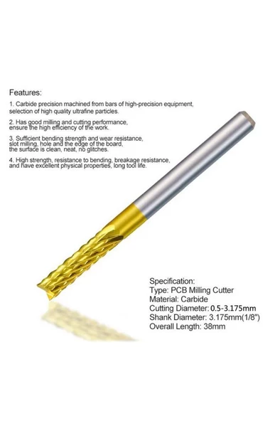 Titanyum Kaplı Tungsten Çelik CNC Freze PCB Kesici 1,1 - 2,0mm - Resim 8