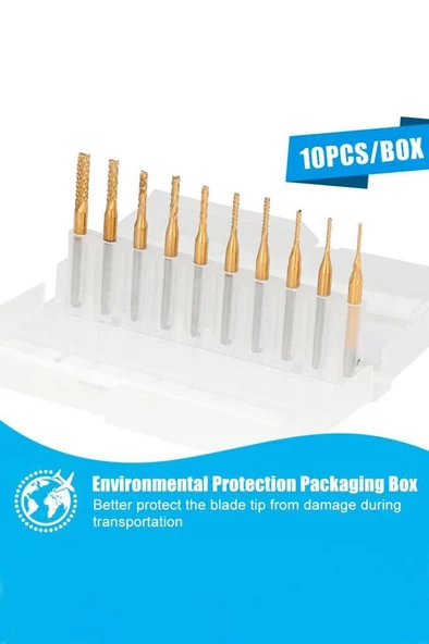 Titanyum Kaplı Tungsten Çelik CNC Freze PCB Kesici 0,5 - 3,175mm - 11
