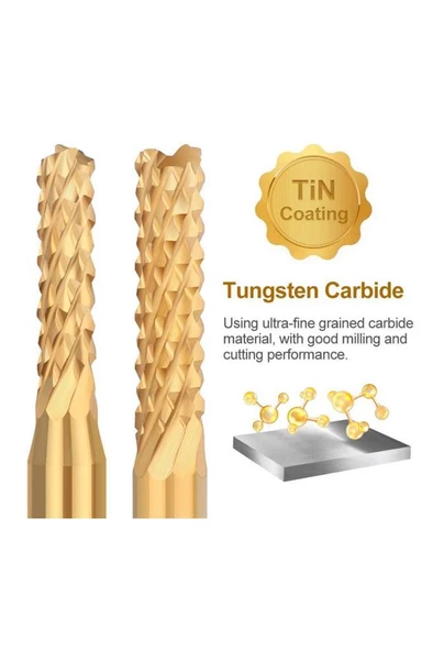 Titanyum Kaplı Tungsten Çelik CNC Freze PCB Kesici 0,6 - 1,5mm - 7