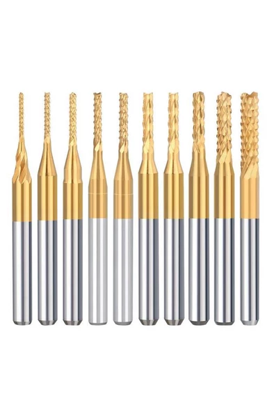Titanyum Kaplı Tungsten Çelik CNC Freze PCB Kesici 0,5 - 3,175mm - 5