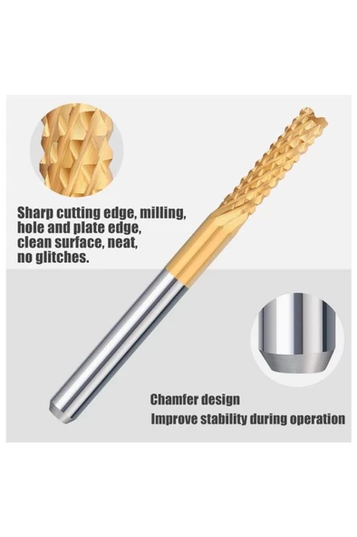 Titanyum Kaplı Tungsten Çelik CNC Freze PCB Kesici 0,5 - 3,175mm - 8