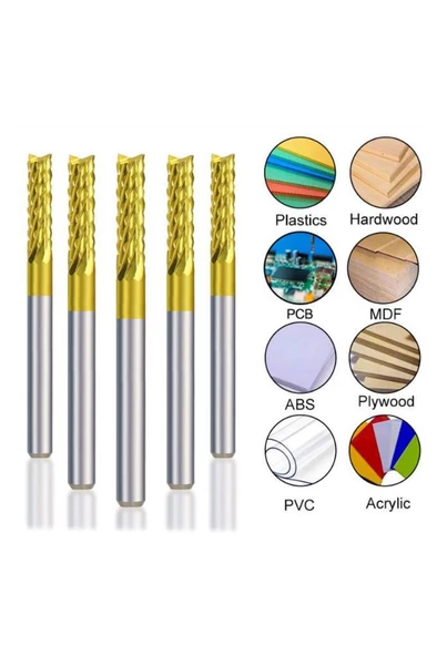 Titanyum Kaplı Tungsten Çelik CNC Freze PCB Kesici 1,1 - 2,0mm - Resim 10