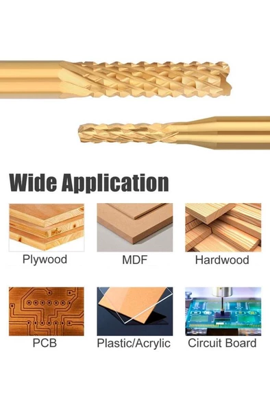 Titanyum Kaplı Tungsten Çelik CNC Freze PCB Kesici 0,5 - 3,175mm - 9