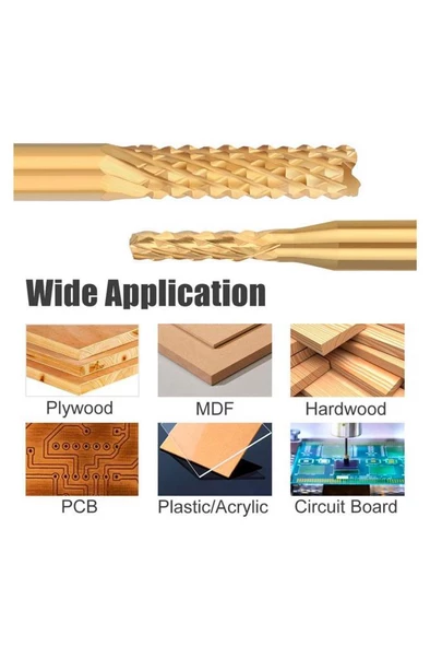 Titanyum Kaplı Tungsten Çelik CNC Freze PCB Kesici 0,6 - 1,5mm - 9