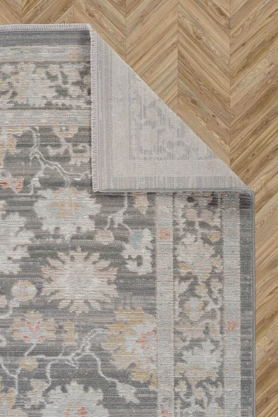 Rustik 2223 Klasik Vintage Salon Gri Country Mutfak Halısı Tozumaz Yumuşak Makine Halısı - 4