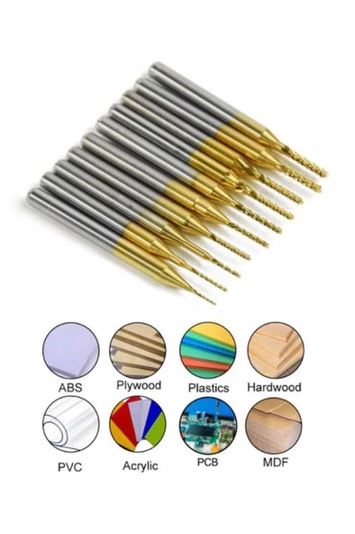 Titanyum Kaplı Tungsten Çelik CNC Freze PCB Kesici 0,6 - 1,5mm - 6