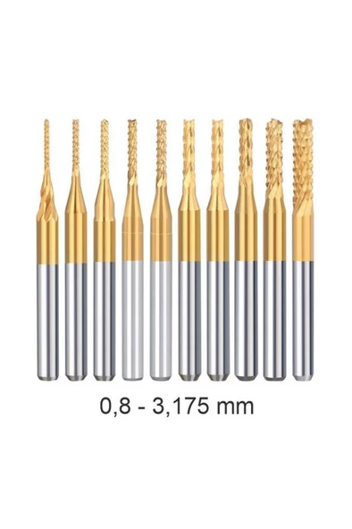 Titanyum Kaplı Tungsten Çelik CNC Freze PCB Kesici 0,5 - 3,175mm