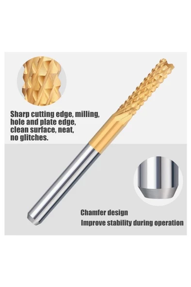 Titanyum Kaplı Tungsten Çelik CNC Freze PCB Kesici 0,6 - 1,5mm - 8