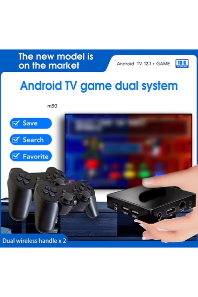 M90 Mini Kablosuz 10000+ Oyun TV/Android Tv Uyumlu 2.4G Atari Oyun Konsolu Gamebox - 3