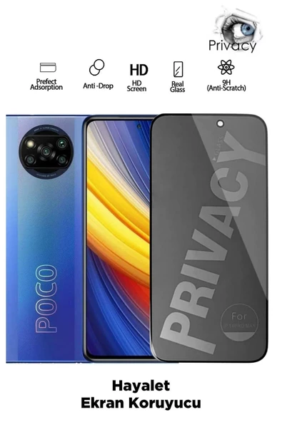 Poco X3/x3 Pro/x3 Nfc/x3 Gt Tam Kapatan Privacy Ekran Koruyucu - Temperli Kırılmaz Cam