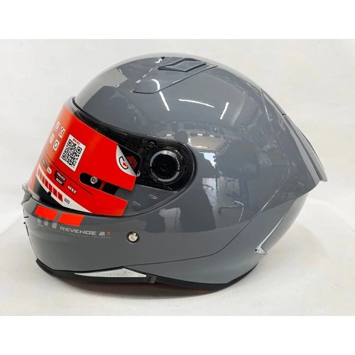 Mt Kask mt Revenge 2 Parlak Gri A12 Şeffaf Vizörlü V14B