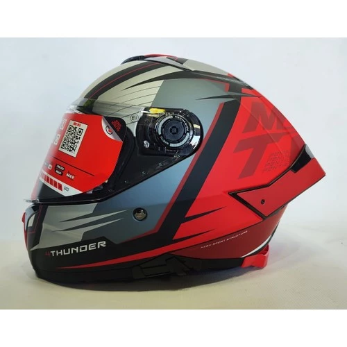 Mt Thunder 4sv Pental B5 Mat Red Grey - Iç Güneş Vizörlü