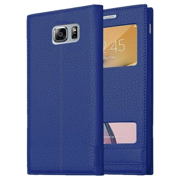 Samsung Galaxy S6 Edge Plus Uyumlu Pencereli Kapaklı Magnum Kılıf - Resim 8