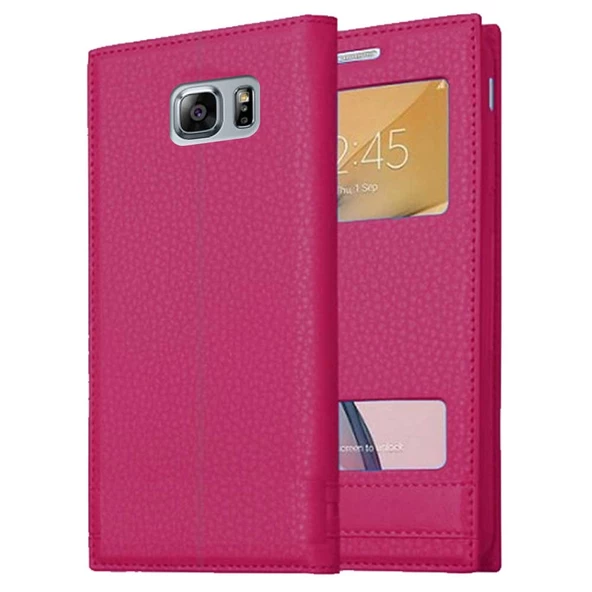 Samsung Galaxy S6 Edge Plus Uyumlu Pencereli Kapaklı Magnum Kılıf - Resim 4