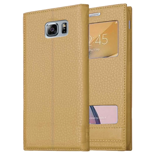 Samsung Galaxy S6 Edge Plus Uyumlu Pencereli Kapaklı Magnum Kılıf - Resim 5