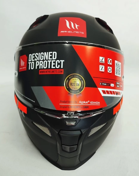 Mt Revenge 2 Solid A1 Matt Black Şeffaf Vizörlü Kask - 6