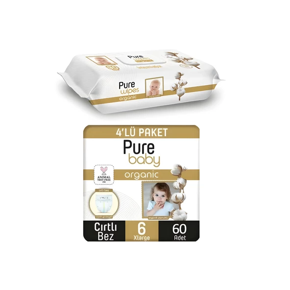 Pure Baby Pamuk 6 XL 60lı + Eco 90lı Havlu