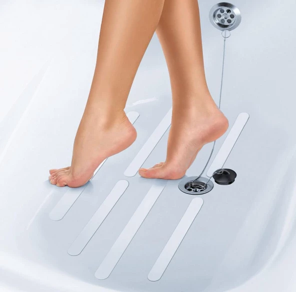 WENKO Banyo Zemin Kaydırmaz Yapışkanlı Bant Kaymaz Bant Şeffaf 5'Lİ 30 CM