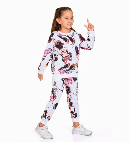 Triliya-Kız Çocuk Dijital Baskı Mevsimlik Eşofman Takımı- 3-10 Yaş - 3