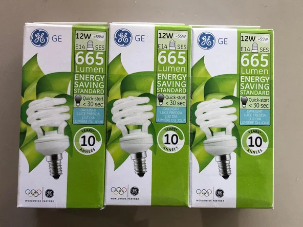 3 ADET GENERAL ELC. E 14 TASARRUFLU LAMBA  12W 55W  665 LÜMEN  6500KELVİN BEYAZ - 3